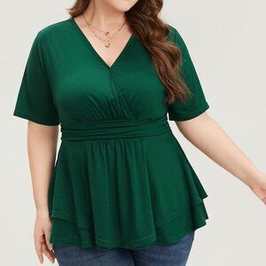 BloomChic Solid  Asymmetrical Hem Blouse